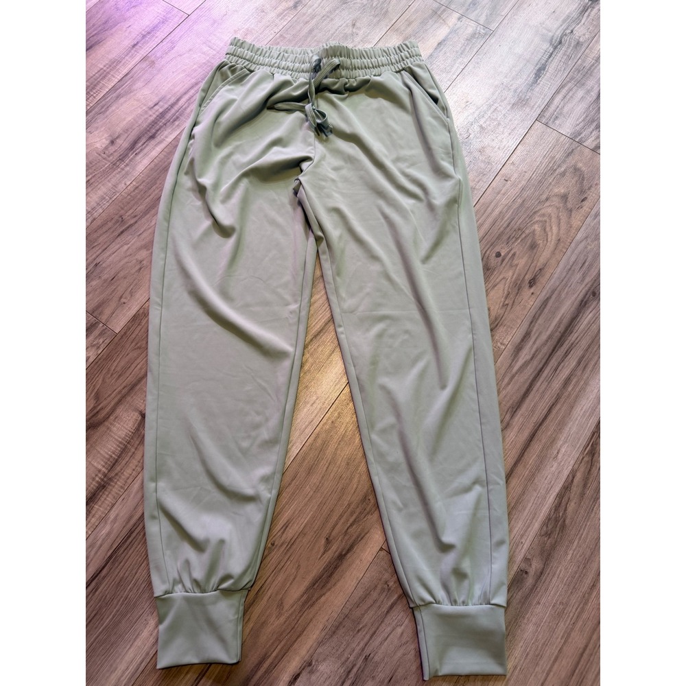 Sage Green Joggers Women Medium‎ High Waisted Drawstring Athletic Sweatpants